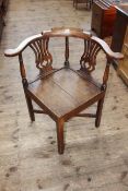 19th Century Chippendale style corner elbow chair.