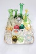 Collection of mostly coloured glass vases including vaseline piece (22).