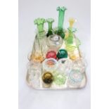 Collection of mostly coloured glass vases including vaseline piece (22).