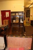 Oak shelf back dresser, draw leaf dining table and barley twist occasional table (3).