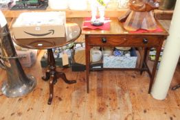 Victorian mahogany single drawer side table and Laburnum circular tripod occasional table (2).