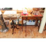 Victorian mahogany single drawer side table and Laburnum circular tripod occasional table (2).