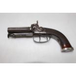 19th Century double barrel percussion pistol,