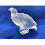 Lalique frosted glass quail, 13.5cm high, etched mark to base.