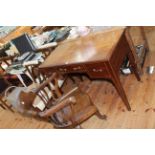 Edwardian mahogany line inlaid three drawer writing/dressing table and early 20th Century oak