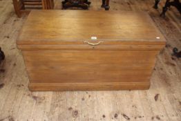 Pine carpenters tool trunk, 48cm by 97cm by 46cm.