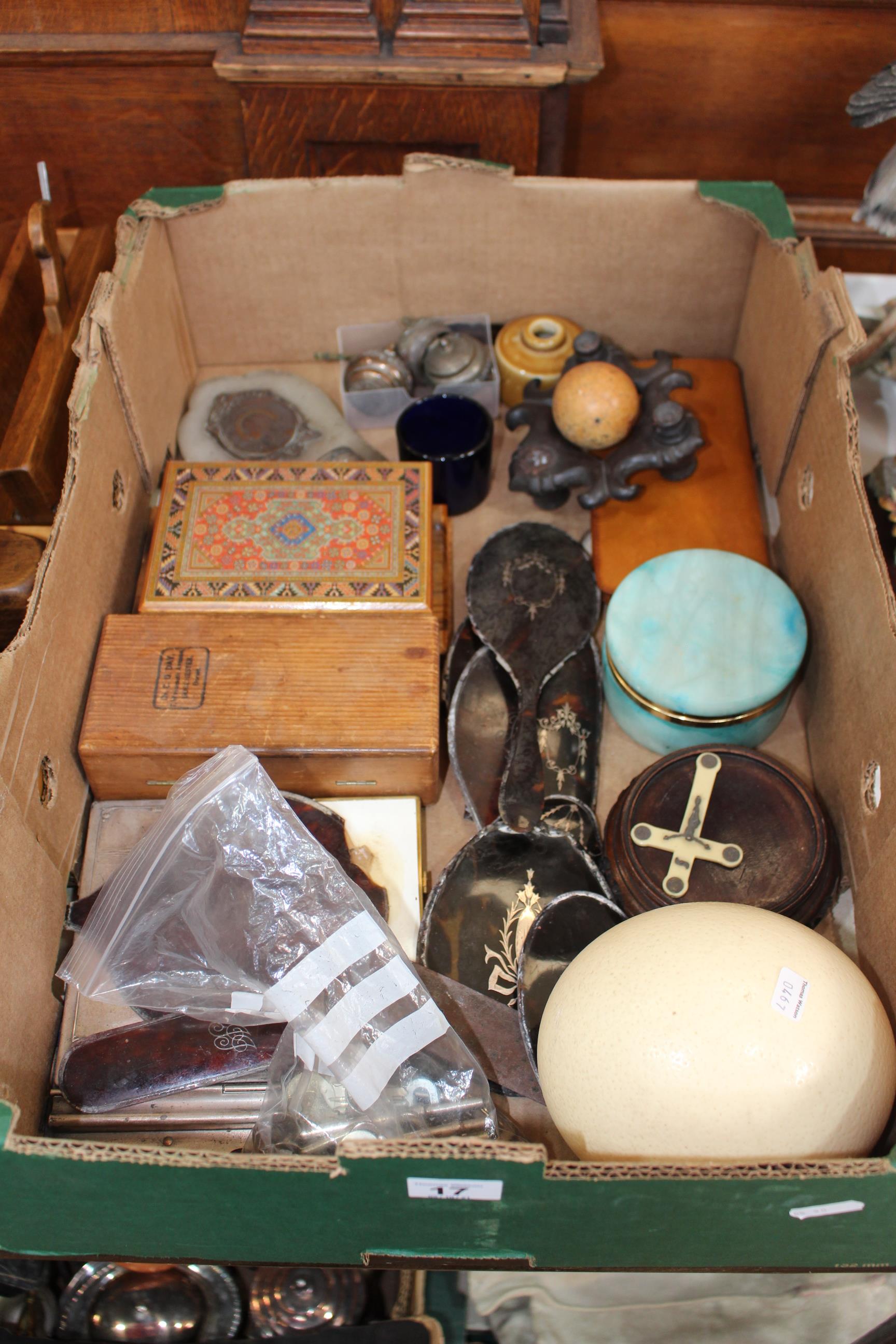 Box with ostrich egg, etc.