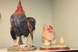 Two large poultry models, a hand-painted rooster by Country Artists 'Morning Splendour',