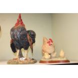 Two large poultry models, a hand-painted rooster by Country Artists 'Morning Splendour',