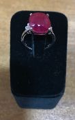 8 carat ruby and diamond 18 carat white gold ring, size M/N.