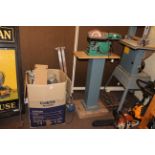 Multico combination belt-disc sander, lathe bed, box of tools, vice, etc.