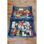 Two trays of Diecast model cars including Disney, Matchbox.