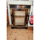 Victorian ebonised, satinwood inlaid and gilt mounted glazed door pier cabinet,