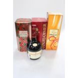 Three boxed bottles, Cognac including Courvoisier, Luxe Courvoisier and Classique Bisquit.