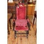 Victorian American rocker and later footstool.