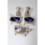 Pidduck Hanely & Southport silver five piece cruet with gadroon borders,