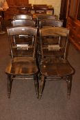 Set of six Victorian style bar back kitchen chairs.