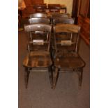 Set of six Victorian style bar back kitchen chairs.