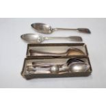 Set of six Georgian silver Langlands, Newcastle teaspoons, and other teaspoons,