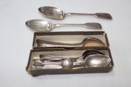 Set of six Georgian silver Langlands, Newcastle teaspoons, and other teaspoons,
