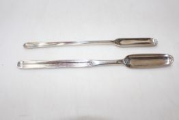 Two George III silver marrow scoops, Frs. Howden, Edinburgh 1808, and London 1807.