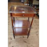 Late 19th Century brass inlaid three tier etagé having frieze drawer, 75cm by 41cm by 31cm.