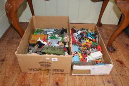 Two boxes of Diecast toys including aircraft, cars, etc.