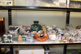 Collection of ceramics, glass and metalwares including Carnival, coins, miniature cloissone wares,
