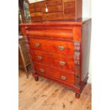 Victorian pine stained as mahogany four drawer chest, 120cm by 105cm by 49cm.