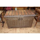 Large iron bound chest/trunk, 72cm by 115cm by 62cm.