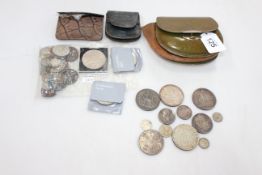 Collection of coins (pre 1947 silver) including 1937 crown, 1869 Peru 1 Sol, 1935 crown,