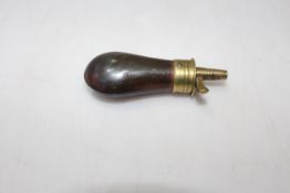 Small pistol powder flask, stamped mark JD & S, 7cm length.