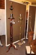 Edwardian brass telescopic standard oil lamp converted to electric,