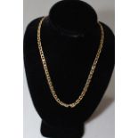 Italian 14k gold flattened link necklace, 44cm length.
