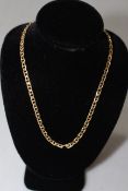 Italian 14k gold flattened link necklace, 44cm length.