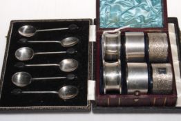Case set of six silver coffee bean handle spoons,
