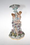 Continental porcelain mother and child candle/centre piece stand, 33cm.