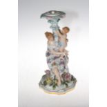 Continental porcelain mother and child candle/centre piece stand, 33cm.