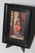 Print of a Gentleman Smoking a Clay Pipe, 19cm by 11cm, in ebonised frame.