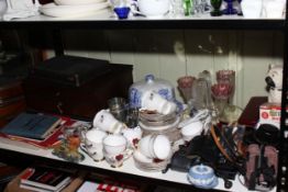 Part canteen of cutlery, Spode Italian cheese dome and stand, Victorian glass table centrepiece,