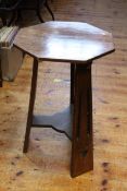 Octagonal oak Arts & Crafts occasional table, 68cm by 43cm.