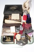 Collection of costume jewellery, silver backed mirror, cigarette cases, compacts, etc.