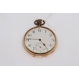 14k gold gents keyless pocket watch.