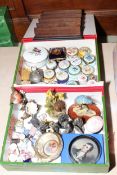 Collection of various pill boxes, assorted thimbles, various ornaments, etc.