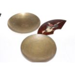 Two Chinese bronze shallow dishes, largest 30cm diameter,