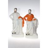 Two Garibaldi Staffordshire figures, 48cm high.