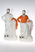 Two Garibaldi Staffordshire figures, 48cm high.