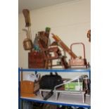 Collection of vintage toys including Croquet sets, Cricket bats and stumps, Badminton rackets,