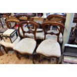 Set of six Victorian mahogany turned leg dining chairs.