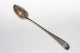 George III silver Peter and Anne Bateman straining spoon, Old English pattern, London 1792,